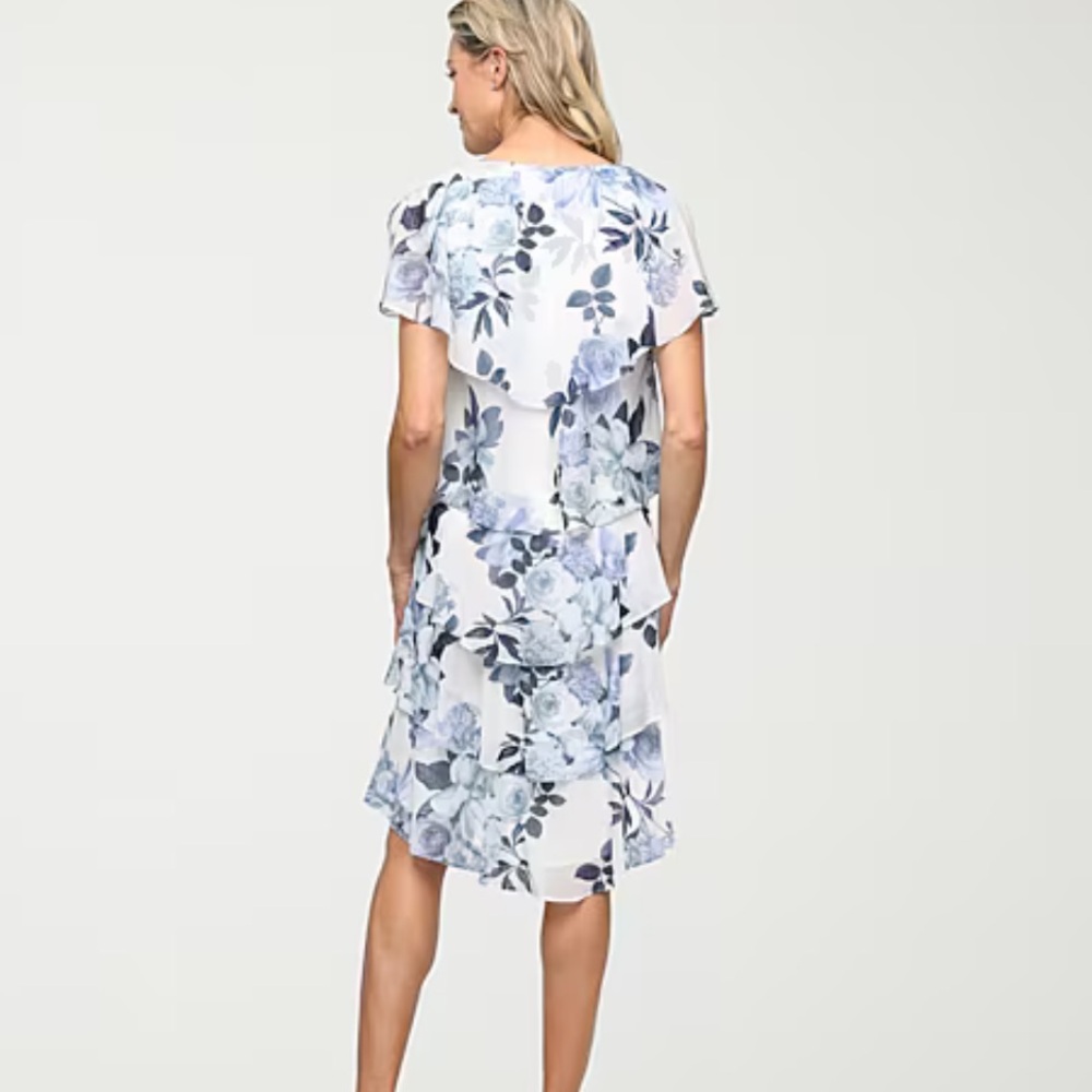 SL Fashions Floral Chiffon Tiered V-Neck Dress in Sz 10 NWT - Picture 6 of 14